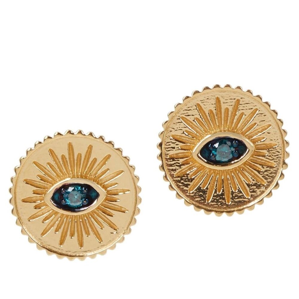 Rarities Blue Diamond 0.15ct Gold-Plated Sterling Silver Evil Eye Earrings